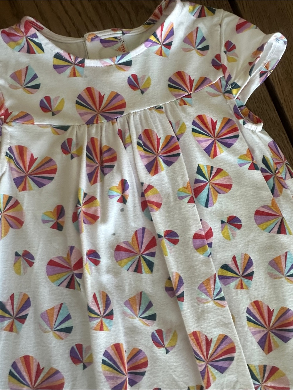 Magnetic me White Heart Print Girls Dress with Rainbow Pinwheel Hearts - Picture 3 of 9